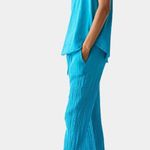 Michael Stars NWT Jovi Waist Tie Pants Corsica Blue Double Gauze Pants Large Photo 2