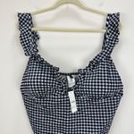 J.Crew Ruffle V Neck One Piece Gingham Swimsuit Padded Navy Retro US 24 NWT Photo 11