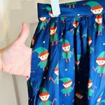 Modcloth  More Than Charming Cotton Skirt Santa Elf Print A-line Navy Blue Size M Photo 7