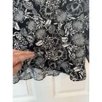 J Jill NWT Sz LG Black White Tropical Floral HiLo Popover Blouse Ruffle Peasant Photo 4