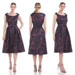 Kay Unger Annabelle Midi Dress Size 8 NEW Brocade Jacquard Floral Photo 1