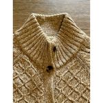 Lands' End  Oatmeal Brown Cable Knit Mock Neck Cardigan Sweater Size Small Preppy Photo 10