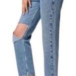 Good American '90s Duster Straight Leg Jeans Distressed Blue950 14/32 Photo 1