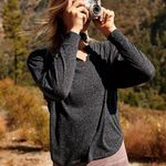 Free People  Movement Grey Vixen Split Neck Longsleeve Tee Photo 0