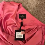 NWT Muse By Marchesa Gardenia One Sleeve Satin Dress in Size 0 & color “Punch” Pink Photo 12