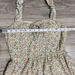 AUW  L Green Floral Smocked Tie-Front Ruffle Strap Slit Midi Dress Padded Bra Photo 8