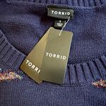 Torrid NWT  Tinsel Stripe Sweater Navy Size 3X Photo 5