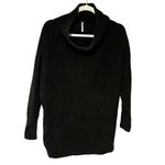 Free People  Black Ribbed Ottoman Slouchy Knit Tunic Cowl Mock Neck Size Small Photo 1
