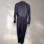 Equipment  Femme Carlens Satin Wool‎ Black Jumpsuit Sz 8 Neutral Dressy Career Photo 7
