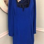 Silk Dress Morton Myles Electric Blue V Neck Sequin Lined sz 12 Long Sleeve Photo 0