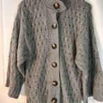 Old Navy Vintage Gray Chunky Knit Sweater Collar 3/4 Flared Sleeves Size Large Photo 0