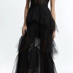 BCBG Maxazria $498 Oly Tiered Ruffle Tulle Corset Essential Black Gown Dress Photo 0