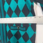 Adolfo Vintage  Green Black Cardigan L Harlequin‎ Diamond Sweater Zip Front Wool Photo 4