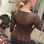 y2k retro knitted black and brown stripe long sleeve shirt Size small medium Photo 1