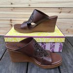Brighton NWOT New Brown Leather  Delia Wedges Sandals w/ Cutout Detail w/ Box Photo 2
