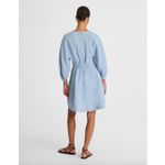 Madewell NEW Splitneck Mini Dress in 100% Linen Sunfaded Blue Pockets US 14 Photo 3