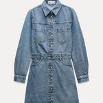ZARA dress denim long sleeve mini button up casual jean dress Photo 0
