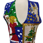 Savvy Vintage Handcrafted Sequin Christmas Vest Santa Angel Size Small Photo 2