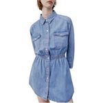 ZARA  Women's Long Sleeve Denim Shirt Dress size Large Photo 3