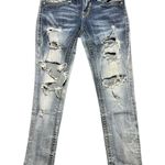 Rock Revival  Womens 27 Arda Skinny Jeans Distressed Ripped Thick Stitch Thrashed Photo 0