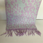 Steve Madden Reversible Leopard Print Scarf Lavender Mint With Fringe Photo 4
