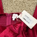 Entro NWT  Strapless Velvet Jumpsuit Raspberry Pleated Wide Leg Pockets Sz Large Photo 4