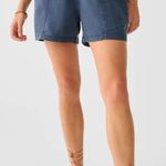 Faherty Arlie Day Shorts Blue Linen Organic Cotton Size XL Coastal Casual Photo 0