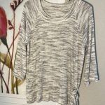 Soft Surroundings  Ribbed Side Tie Gray Space Dye Tunic Sweater Photo 0