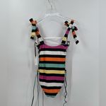 Lovers + Friends SM Take Me Away 1PC Lace UP Neon Striped Swimsuit Photo 2