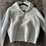 Jessica Simpson Crop top sweater light blue blue silver zipper fold over neck Photo 0