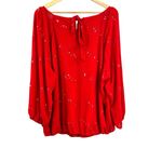 Collective Tops Red Sequin Blouse Long Sleeve Tie Back Size 3X Photo 2