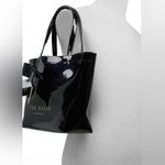 Ted Baker London NWT Black Patent Vinyl Bow Shoulder Bag/Tote Gold Logo Photo 2