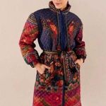 Farm Rio  Puffer Coat jacket M Midi Longline Belted Patchwork Parrot Reversible Photo 0