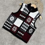 Christopher & Banks  Women's Snowflake Full Zip Knitted Winter Sweater Vest M Photo 0