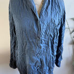 Victoria's Secret Vintage  Silk Button Down Shirt Top Blouse Womens Size M Blue Photo 0