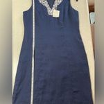Charter Club Luxury Women's 100% Linen Shirt Dress Navy Blue Size 10 Petite NWT Photo 11