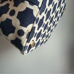 Spartina 449  River Molly Drawstring Bucket Bag Linen and Leather Blue and White Photo 3