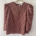 a.n.a NEW . Free Geo Rose Aztec Print Keyhole Back Puff 3/4 Sleeve Blouse S Photo 0