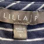 Lilla P Half Elbow Sleeve Boat Neck Striped Shirt Size Small Blue Photo 3