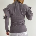 Chelsea28  Grey Ruffle Sleeve Shoulder Cut Out Sweater Photo 4
