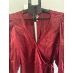 Xhilaration  Junior Red Wine long sleeve ruffle v neck midi dress size medium‎ Photo 1