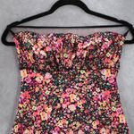 Arizona Black Floral Smock Ruffle Halter Tie Swim Boho Beach Tankini Top S Small Photo 2