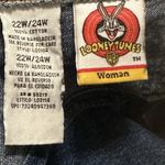 VTG 90's Looney Tunes Bib Overalls Short Tweety Bird Denim Blue Jean 22W Photo 8