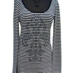 Cache Rhinestone Embellished Top New Stretch Scoop Neck Open Back $88 NWT B & W Photo 0