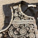 Lucky Brand Gray Floral Embroidered Cap Sleeve Peasant Top Photo 3