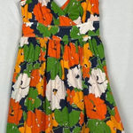 Liz Claiborne Floral Sleeveless Sundress Orange Green White Size 4 Modest Midi Photo 0
