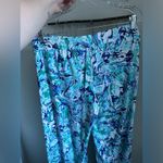 Lilly Pulitzer Lily Pulitzer Wide Leg Elastic Waist Band Blue and Green Lorena Pants Photo 2
