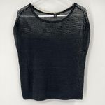 Mossimo Womens M Open Knit 100% Linen Black Blouse Gothic Grunge Punk Lagenlook Size M Photo 1