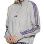 Adidas  gray gradient lavender three stripe quarter-zip crop sweatshirt size large Photo 1