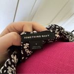 Something Navy  Strong Shoulder Floral Midi Dress Photo 5